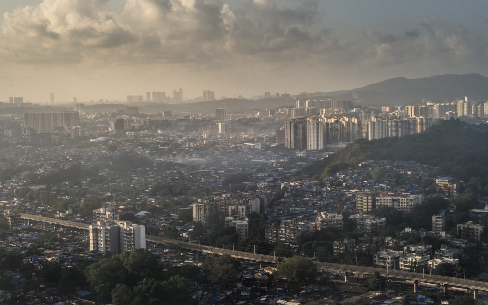 Crowded Mumbai Skyline - dotted with hundreds of thousans housing societies including slums