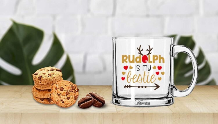 Glass Coffee Mug - Christmas Theme Rudolf